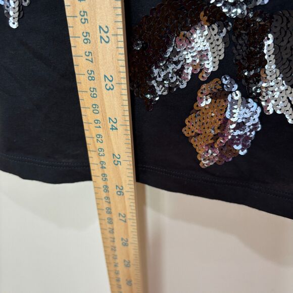 Express NWT Sequined Floral V-neck T-shirt Women S Rockability Y2K Fairy Goth - Picture 4 of 7